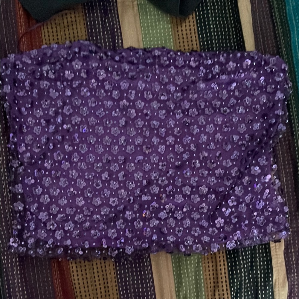 festival Purple Sequin Tube Top